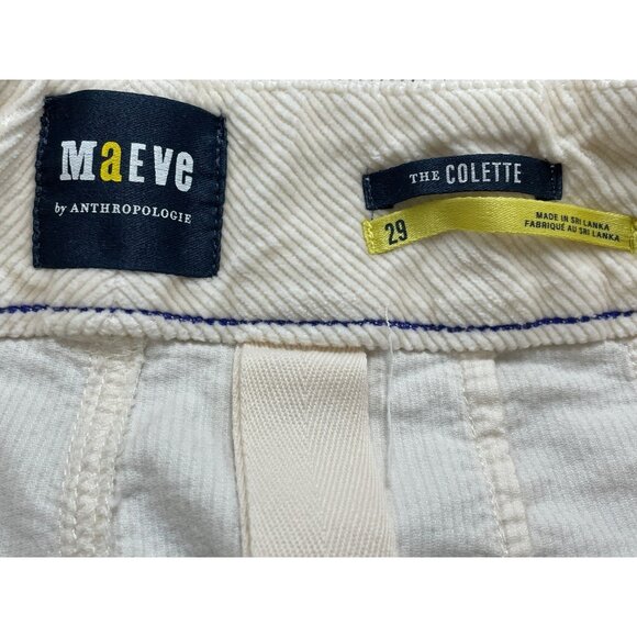 Maeve High-Rise Corduroy Wide-Leg Womens Pants Cream Size 29 - Picture 7 of 9